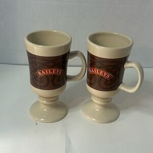 Baileys Irish Cream Coffee‎ Mugs Cup Pedestal Foot Ceramic Set of 2 Vintage